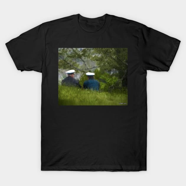 Rainy Day Meeting in the Park T-Shirt by kenmo